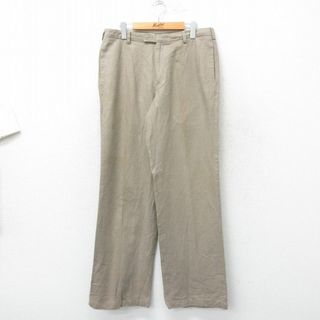 バナナリパブリック(Banana Republic)のW32★古着 バナナリパブリック BANANA REPUBLIC スラックス パンツ メンズ 00年代 00s リネン ベージュ カーキ 24may14 中古 ボトムス ロング(ワークパンツ/カーゴパンツ)