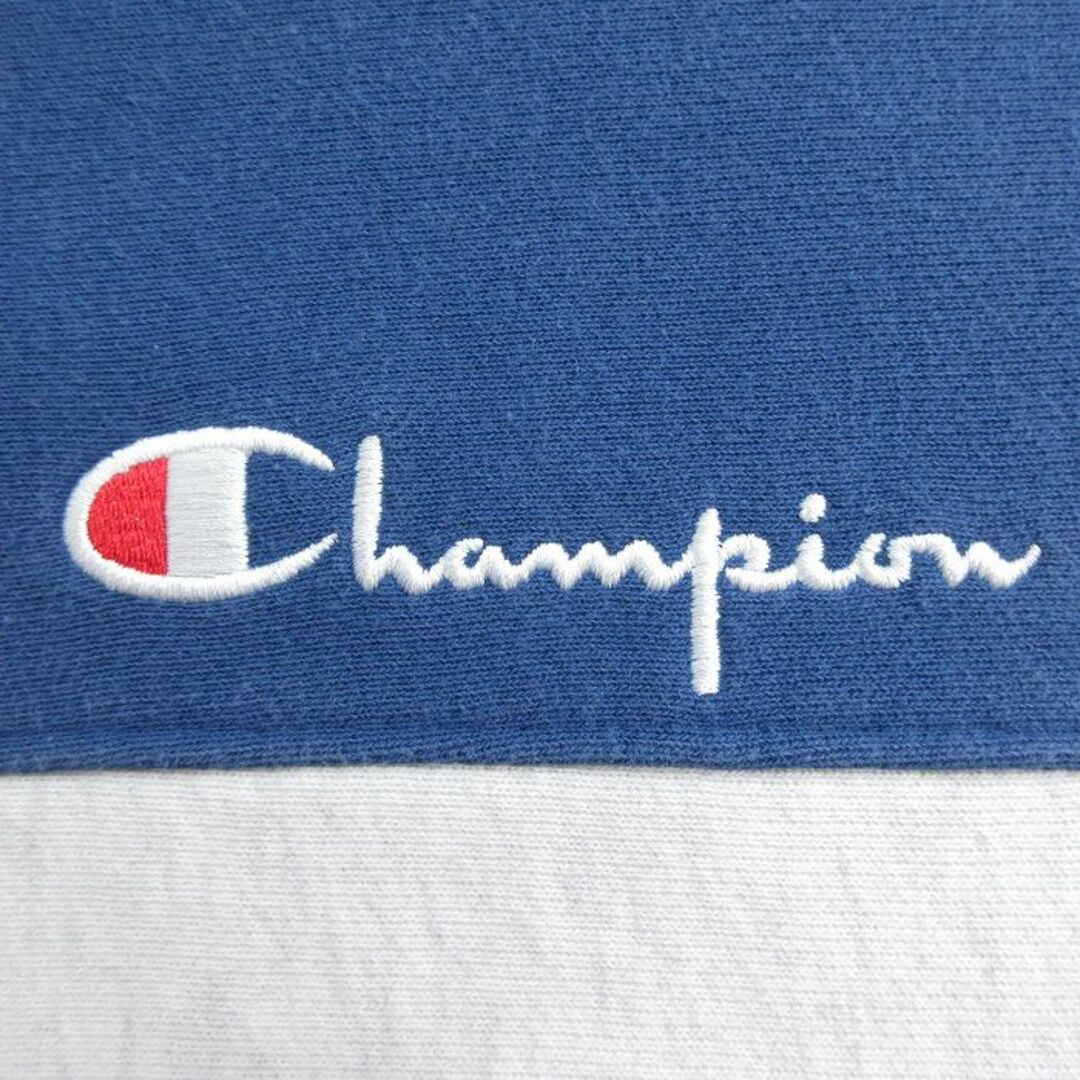 Champion(チャンピオン)のXL★古着 長袖 チャンピオン Champion リバースウィーブ パーカー メンズ ワンポイントロゴ ツートンカラー 紺他 ネイビー 24may14 中古 スウェット スエット トレーナー トップス メンズのトップス(パーカー)の商品写真