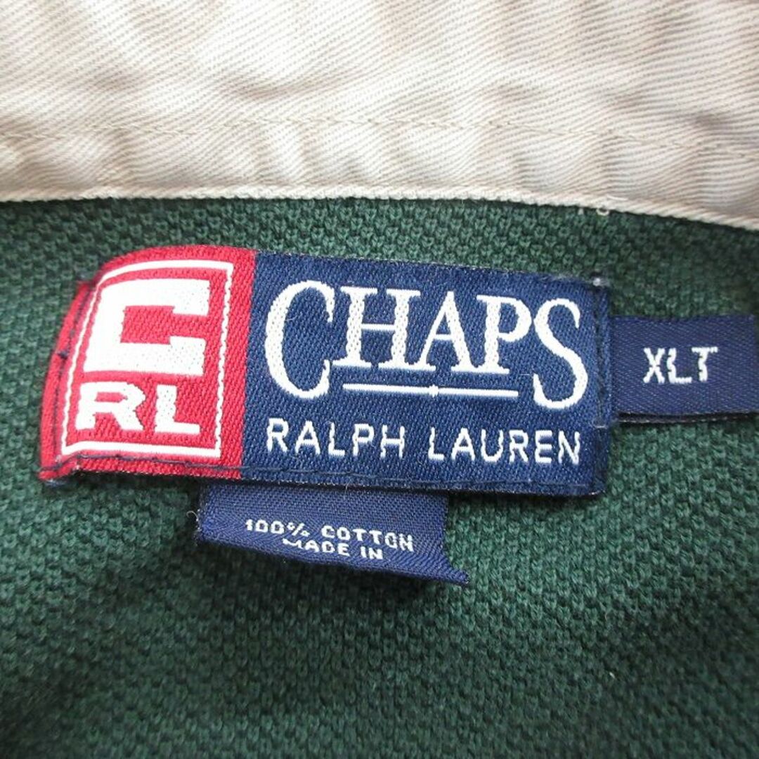 Ralph Lauren(ラルフローレン)のL★古着 ラルフローレン Ralph Lauren チャップス 長袖 ブランド ラガー シャツ メンズ 90年代 90s ワンポイントロゴ 鹿の子 ロング丈 コットン 緑他 グリーン ストライプ 24may14 中古 トップス メンズのトップス(シャツ)の商品写真