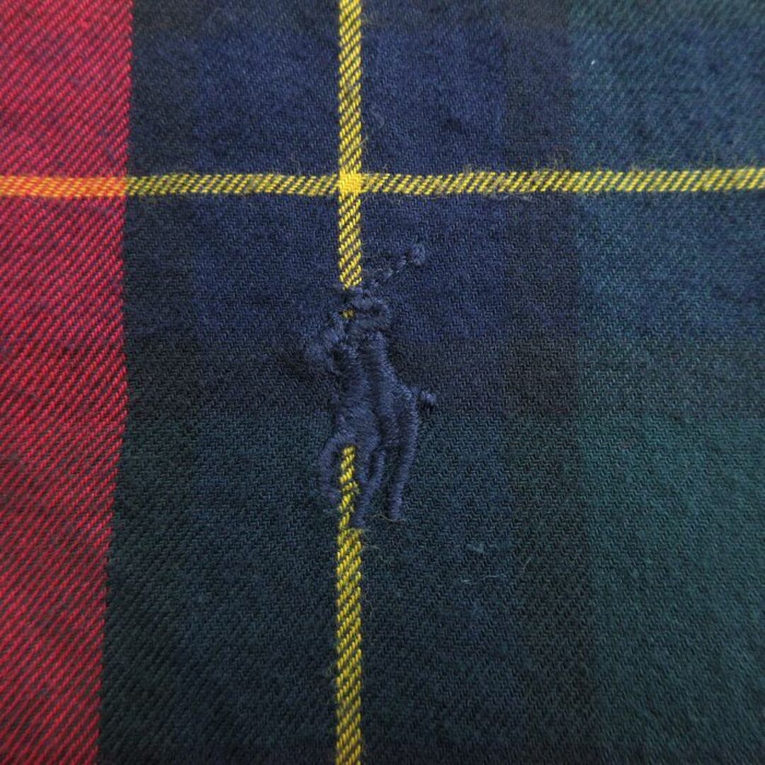 Ralph Lauren(ラルフローレン)のXL★古着 ラルフローレン Ralph Lauren 長袖 ブランド シャツ メンズ 90年代 90s ワンポイントロゴ BLAIRE 大きいサイズ ロング丈 コットン ボタンダウン 赤他 レッド タータン チェック 24may14 中古 トップス メンズのトップス(シャツ)の商品写真