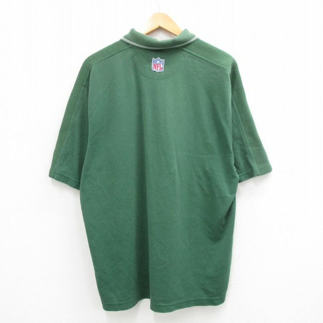 NIKE(ナイキ)のXL★古着 ナイキ NIKE 半袖 ブランド ポロ シャツ メンズ 00年代 00s NFL ニューヨークジェッツ ワンポイントロゴ 大きいサイズ 鹿の子 緑 グリーン アメフト スーパーボウル 24may14 中古 トップス メンズのトップス(ポロシャツ)の商品写真