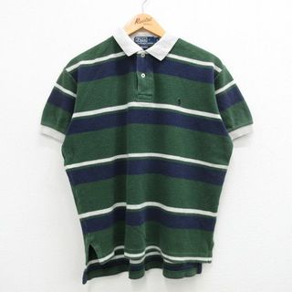 ラルフローレン(Ralph Lauren)のXL★古着 ラルフローレン Ralph Lauren 半袖 ブランド ポロ シャツ メンズ 90年代 90s ワンポイントロゴ コットン 緑他 グリーン 24may14 中古 トップス(ポロシャツ)