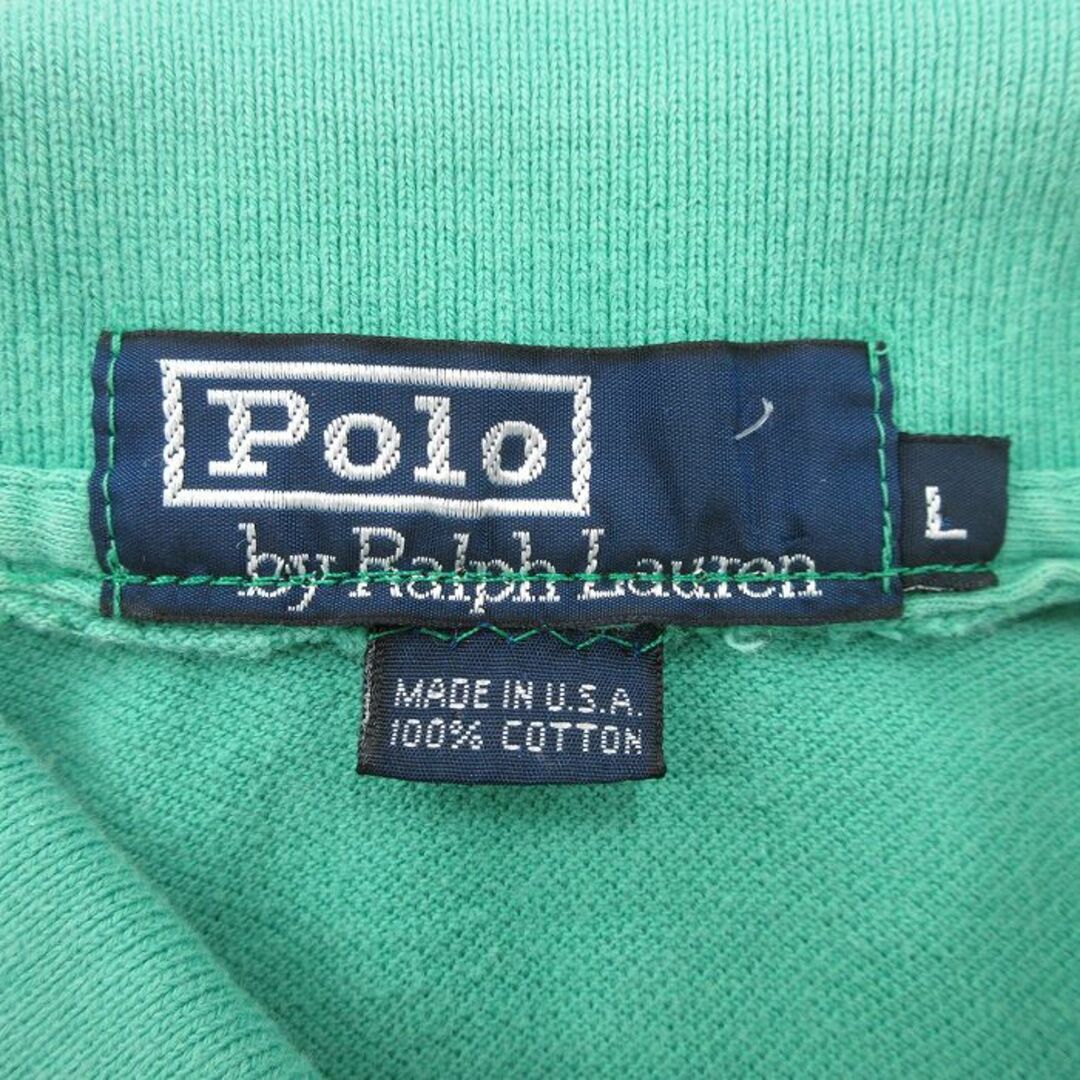 Ralph Lauren(ラルフローレン)のXL★古着 ラルフローレン Ralph Lauren 半袖 ブランド ポロ シャツ メンズ 90年代 90s ワンポイントロゴ 鹿の子 大きいサイズ コットン USA製 緑 グリーン 【spe】 24may14 中古 トップス メンズのトップス(ポロシャツ)の商品写真