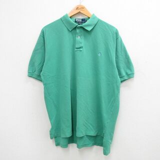 ラルフローレン(Ralph Lauren)のXL★古着 ラルフローレン Ralph Lauren 半袖 ブランド ポロ シャツ メンズ 90年代 90s ワンポイントロゴ 鹿の子 大きいサイズ コットン USA製 緑 グリーン 【spe】 24may14 中古 トップス(ポロシャツ)