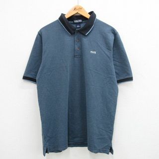 LANDS’END - XL★古着 ランズエンド 半袖 ブランド ポロ シャツ メンズ 00年代 00s コットン 紺他 ネイビー 24may14 中古 トップス