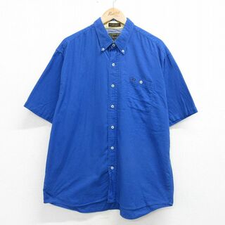 XL★古着 半袖 シャツ メンズ 00年代 00s コットン ボタンダウン 青 ブルー 24may14 中古 トップス(シャツ)