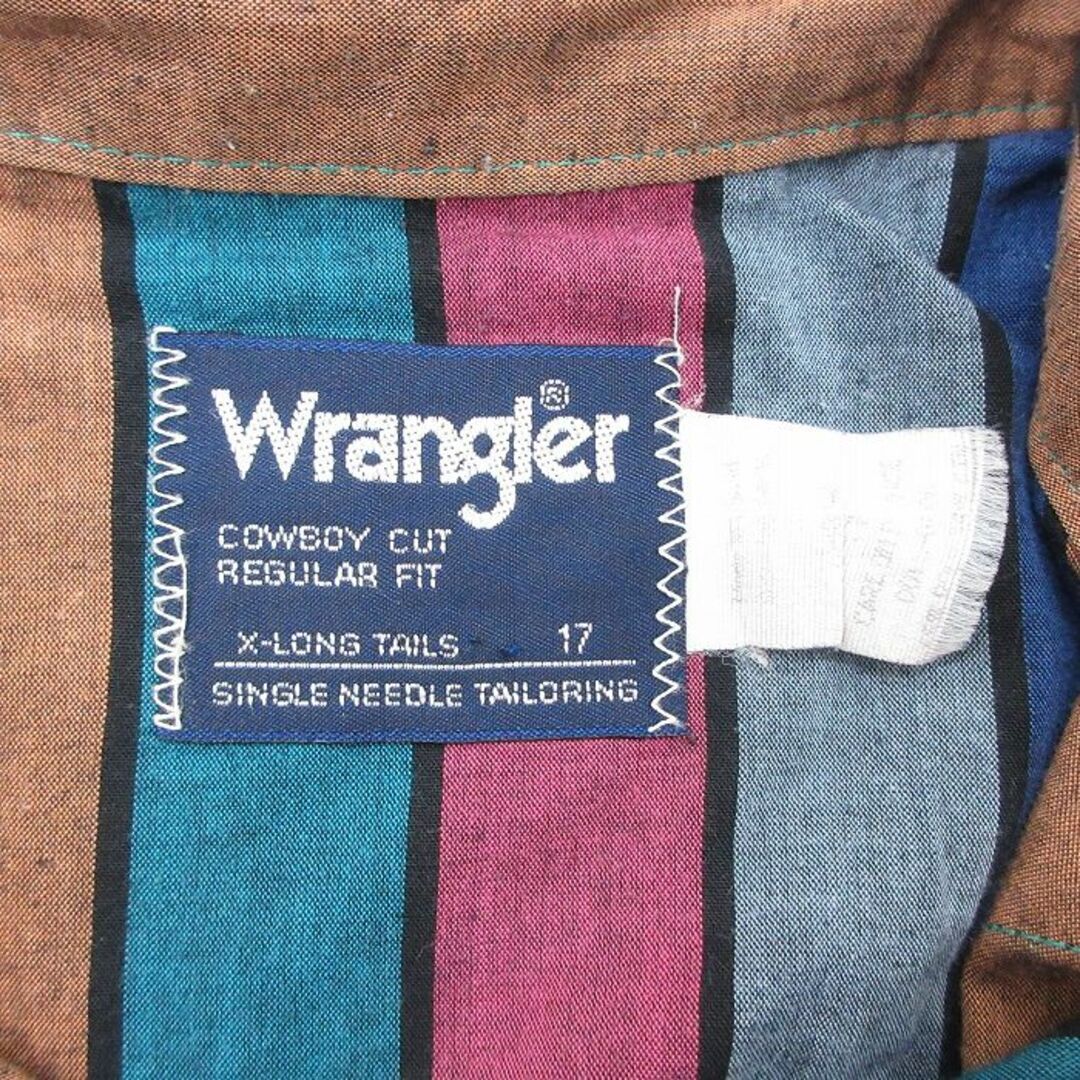 Wrangler(ラングラー)のXL★古着 ラングラー Wrangler 半袖 ウエスタン シャツ メンズ 90年代 90s 紺他 ネイビー ストライプ 24may14 中古 トップス メンズのトップス(シャツ)の商品写真