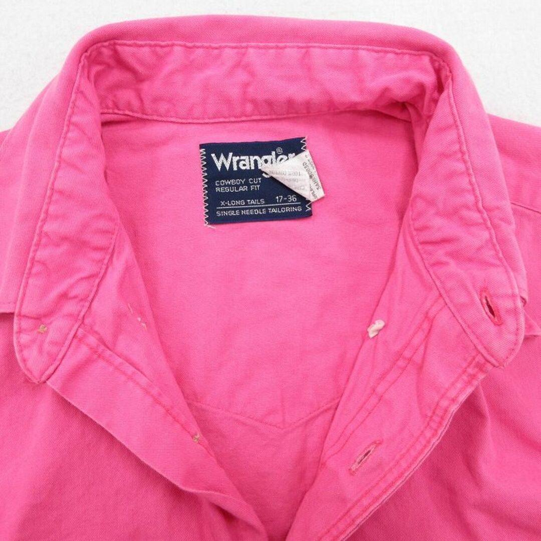 Wrangler(ラングラー)のXL★古着 ラングラー Wrangler 長袖 ウエスタン シャツ メンズ 90年代 90s コットン ボタンダウン USA製 ピンク 24may14 中古 トップス メンズのトップス(シャツ)の商品写真