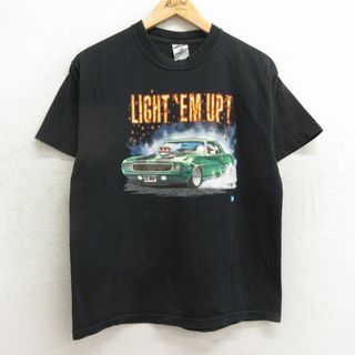 M★古着 ジャージーズ 半袖 ビンテージ Tシャツ メンズ 00年代 00s 車 クラシックカー コットン クルーネック 黒 ブラック 24may14 中古(Tシャツ/カットソー(半袖/袖なし))