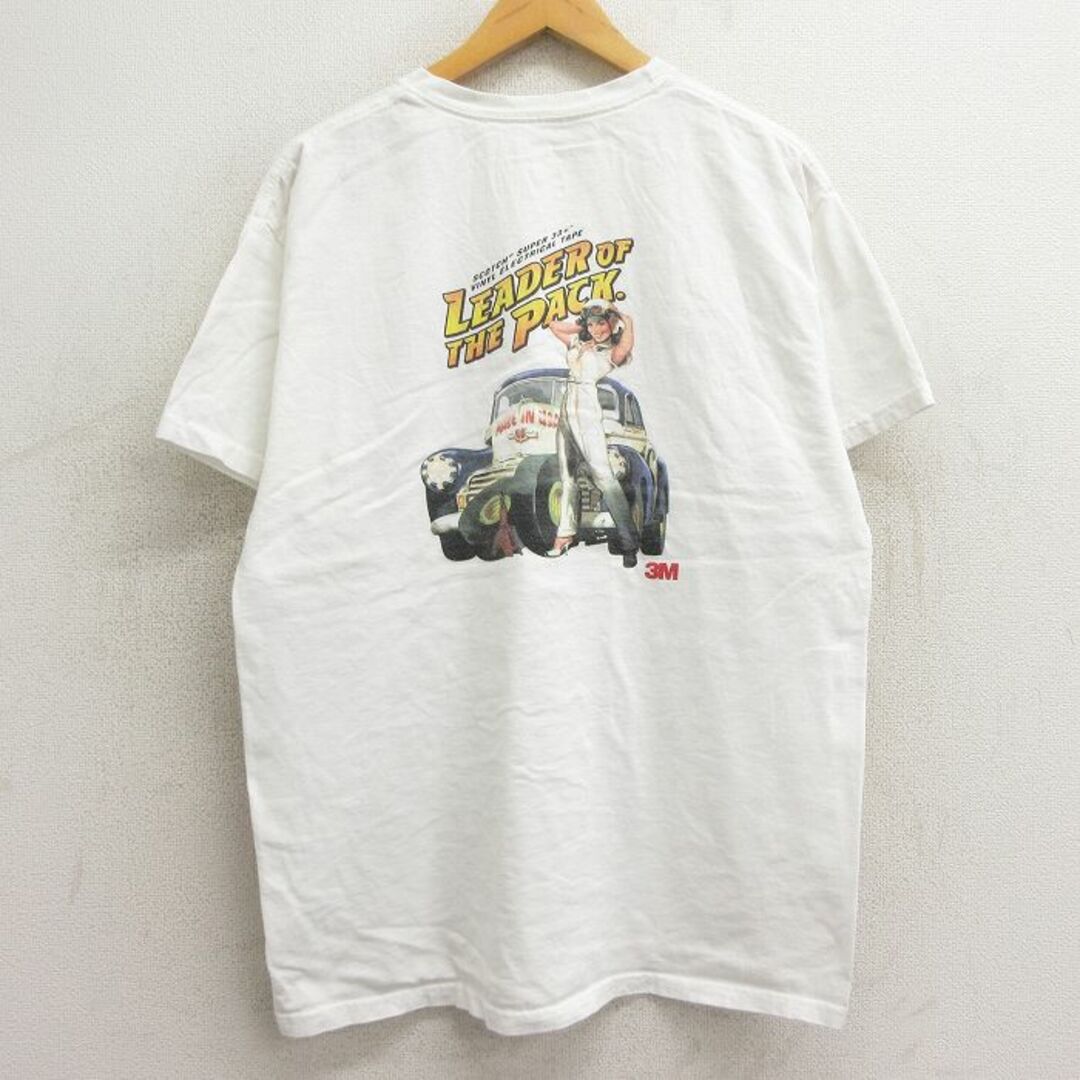 Hanes(ヘインズ)のL★古着 ヘインズ Hanes 半袖 Tシャツ メンズ 車 ホットロッド HOT ROD 女性 クルーネック 白 ホワイト 24may14 中古 メンズのトップス(Tシャツ/カットソー(半袖/袖なし))の商品写真