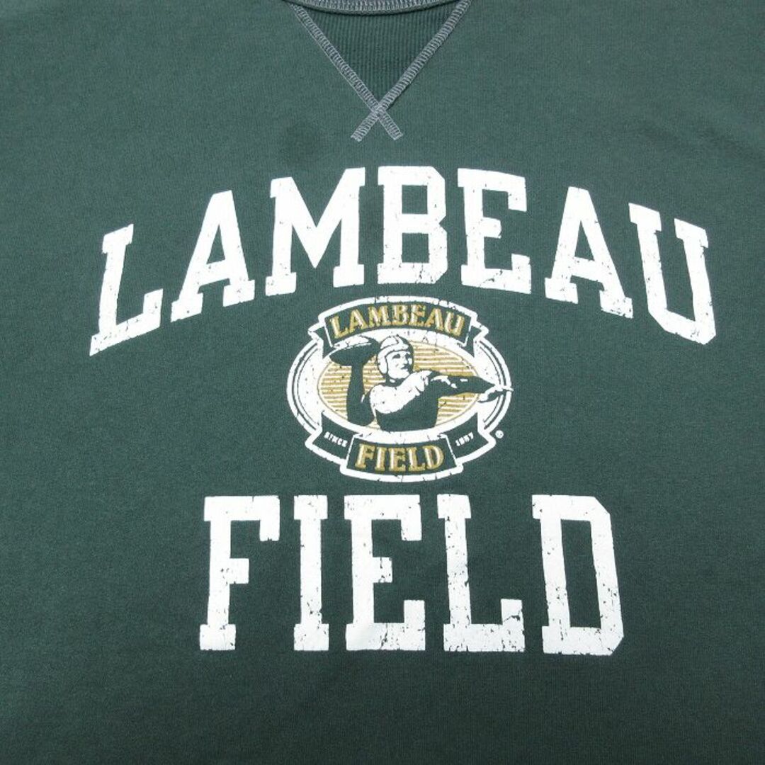 Champion(チャンピオン)のXL★古着 チャンピオン Champion 長袖 スウェット メンズ Lambeau Field 大きいサイズ クルーネック 緑 グリーン 24may14 中古 スエット トレーナー トップス メンズのトップス(パーカー)の商品写真