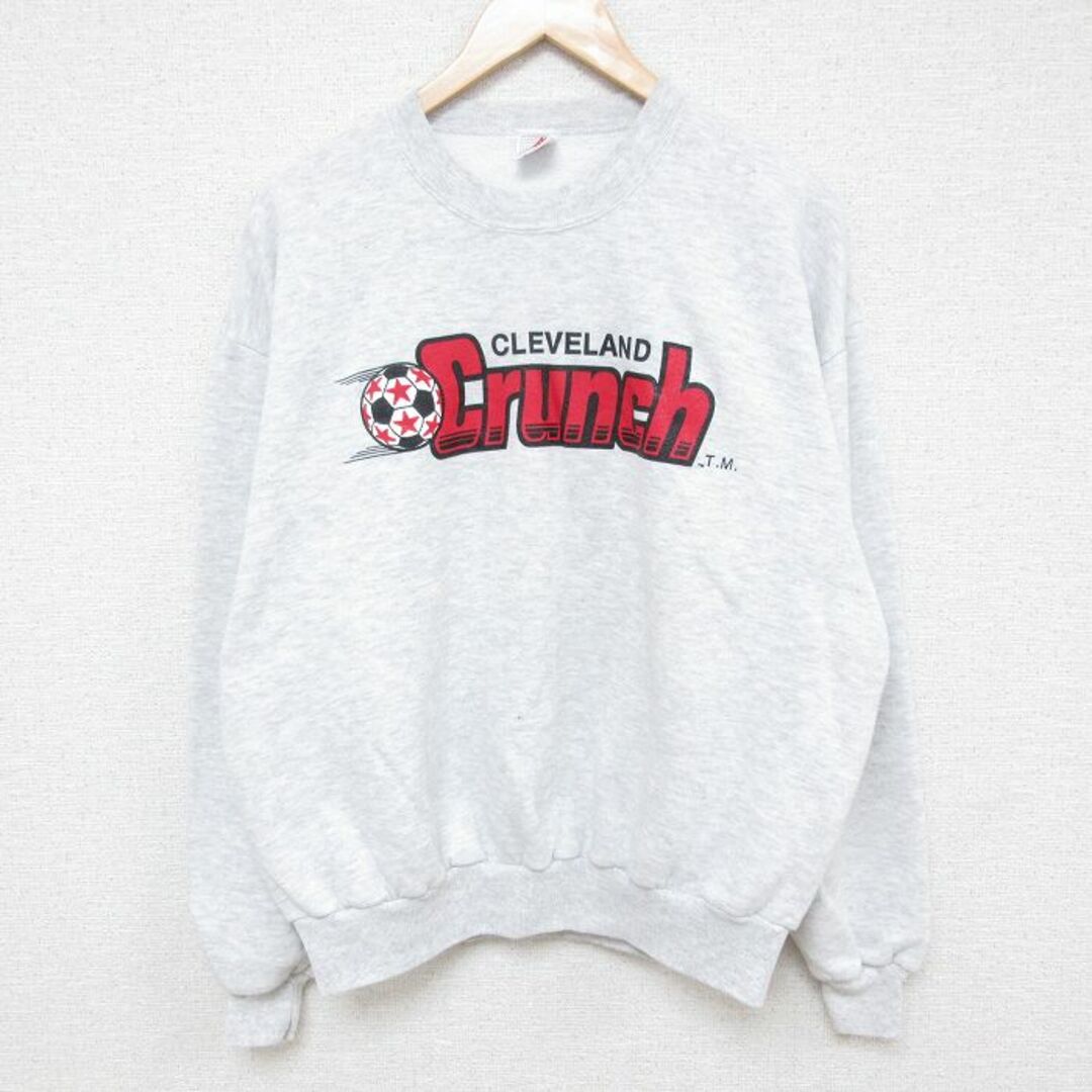 XL★古着 ジャージーズ 長袖 スウェット メンズ 90年代 90s Crunch サッカーボール クルーネック USA製 薄グレー 霜降り 24may14 中古 スエット トレーナー トップス メンズのトップス(パーカー)の商品写真