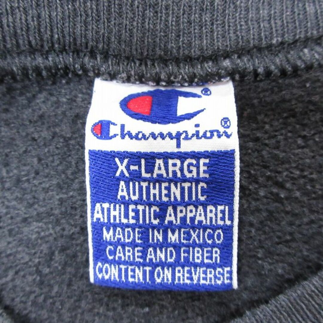 Champion(チャンピオン)のXL★古着 チャンピオン Champion 長袖 スウェット メンズ 90年代 90s ワンポイントロゴ 大きいサイズ クルーネック 黒 ブラック 24may14 中古 スエット トレーナー トップス メンズのトップス(パーカー)の商品写真