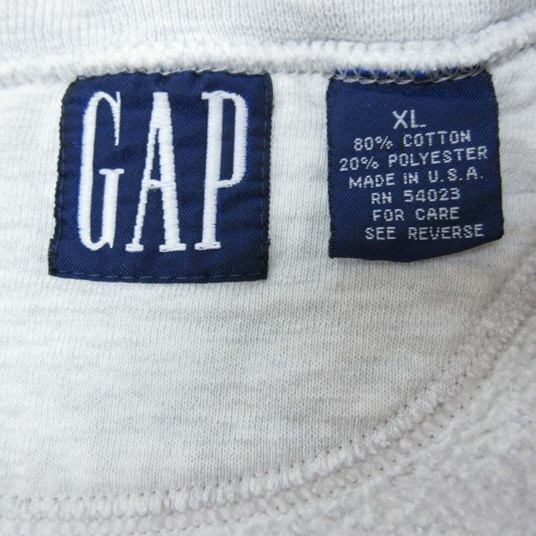 GAP(ギャップ)のXL★古着 ギャップ GAP 長袖 スウェット メンズ 90年代 90s World Classic 大きいサイズ クルーネック USA製 薄グレー 霜降り 24may14 中古 スエット トレーナー トップス メンズのトップス(パーカー)の商品写真