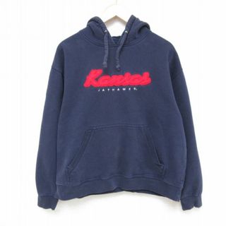 XL★古着 長袖 スウェット パーカー メンズ 00年代 00s カンザス ジェイホークス 紺 ネイビー 24may14 中古 スエット トレーナー トップス(パーカー)