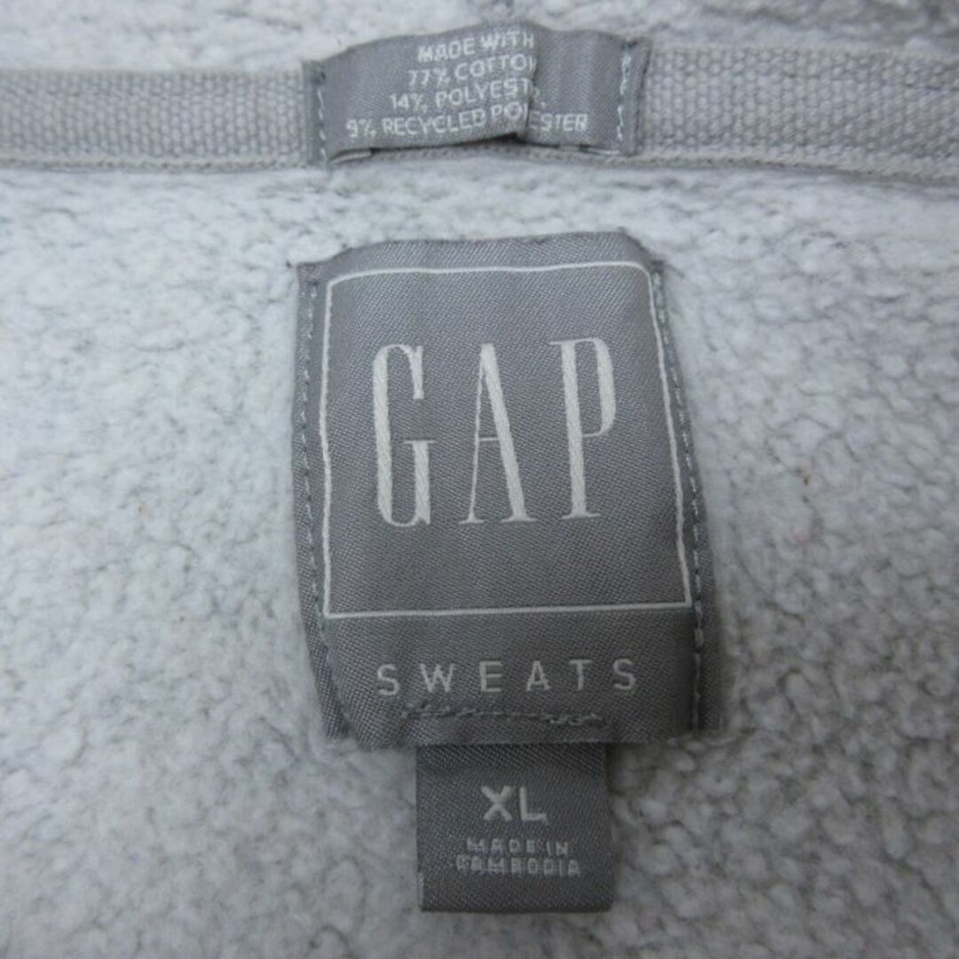 GAP(ギャップ)のXL★古着 ギャップ GAP 長袖 フルジップ スウェット パーカー メンズ 00年代 00s ビッグロゴ 大きいサイズ クルーネック グレー 霜降り 【spe】 24may14 中古 スエット トレーナー トップス メンズのトップス(パーカー)の商品写真