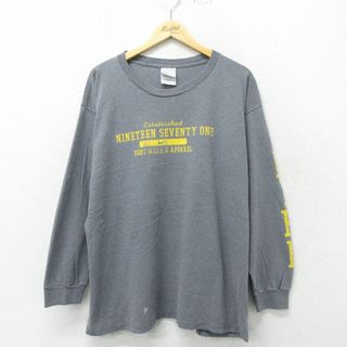 NIKE - XL★古着 ナイキ NIKE 長袖 ビンテージ Tシャツ メンズ 90年代 90s 大きいサイズ コットン USA製 グレー 霜降り 24may14 中古