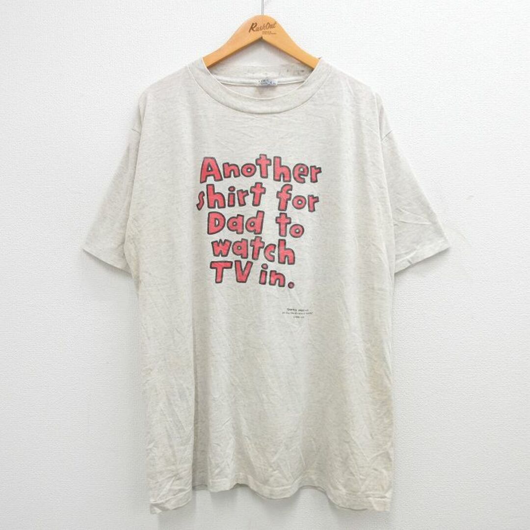 XL★古着 半袖 ビンテージ Tシャツ メンズ 90年代 90s Another 大きいサイズ クルーネック USA製 薄グレー 霜降り 24may14 中古 メンズのトップス(Tシャツ/カットソー(半袖/袖なし))の商品写真