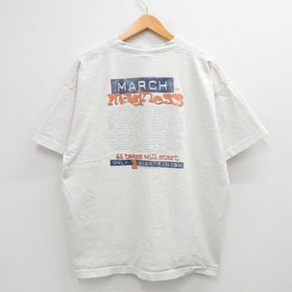 XL★古着 半袖 ビンテージ Tシャツ メンズ 90年代 90s MARCH 大きいサイズ コットン クルーネック 白 ホワイト 24may14 中古(Tシャツ/カットソー(半袖/袖なし))