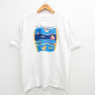 L★古着 ジャージーズ 半袖 ビンテージ Tシャツ メンズ 00年代 00s プール クルーネック 白 ホワイト 24may14 中古(Tシャツ/カットソー(半袖/袖なし))