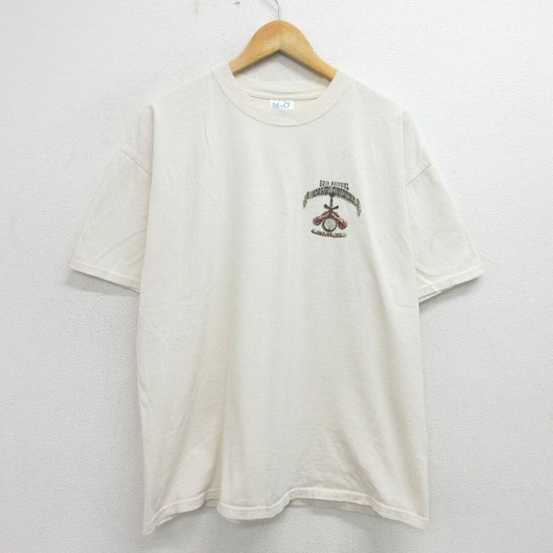 XL★古着 半袖 ビンテージ Tシャツ メンズ 00年代 00s バイオリン コットン クルーネック 薄ベージュ カーキ 24may14 中古 メンズのトップス(Tシャツ/カットソー(半袖/袖なし))の商品写真