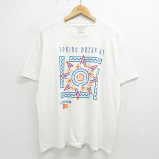 XL★古着 オニータ ONEITA 半袖 ビンテージ Tシャツ メンズ 90年代 90s 太陽 シティバンク マスターカード 大きいサイズ クルーネック 白 ホワイト 24may14 中古(Tシャツ/カットソー(半袖/袖なし))