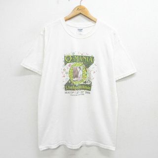 XL★古着 半袖 ビンテージ Tシャツ メンズ 00年代 00s ライマンフランクボーム オズの魔法使い コットン クルーネック 白 ホワイト 【spe】 24may14 中古(Tシャツ/カットソー(半袖/袖なし))