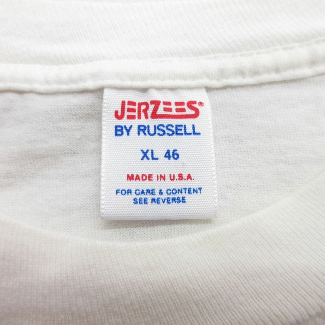 L★古着 ジャージーズ ラッセル 半袖 ビンテージ Tシャツ メンズ 80年代 80s 魚 エンジェル コットン クルーネック USA製 白 ホワイト 24may14 中古 メンズのトップス(Tシャツ/カットソー(半袖/袖なし))の商品写真