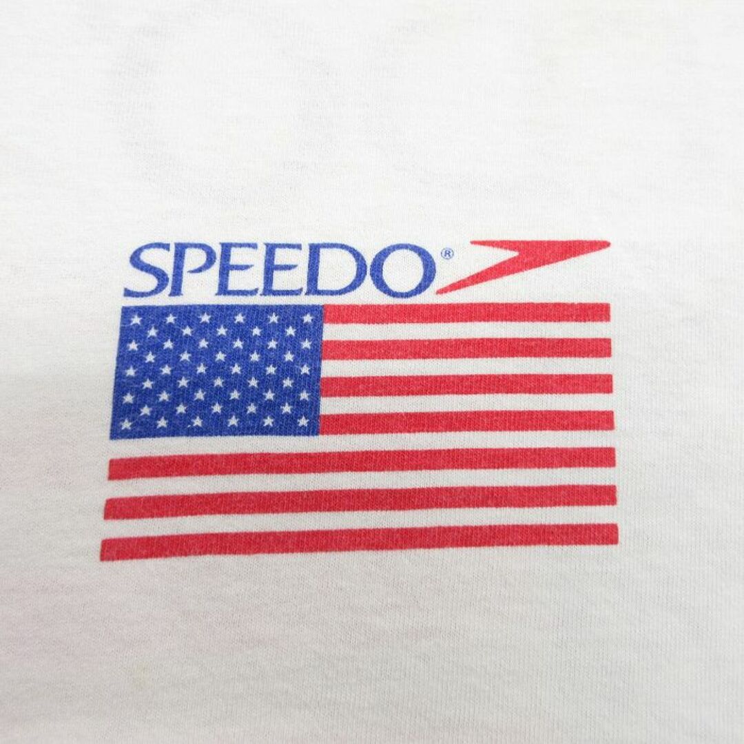 L★古着 スピード SPEEDO 半袖 ビンテージ Tシャツ メンズ 90年代 90s 星条旗 ボロ コットン クルーネック USA製 白 ホワイト 【spe】 24may14 中古 メンズのトップス(Tシャツ/カットソー(半袖/袖なし))の商品写真