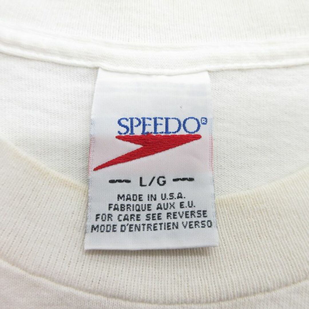 L★古着 スピード SPEEDO 半袖 ビンテージ Tシャツ メンズ 90年代 90s 星条旗 ボロ コットン クルーネック USA製 白 ホワイト 【spe】 24may14 中古 メンズのトップス(Tシャツ/カットソー(半袖/袖なし))の商品写真