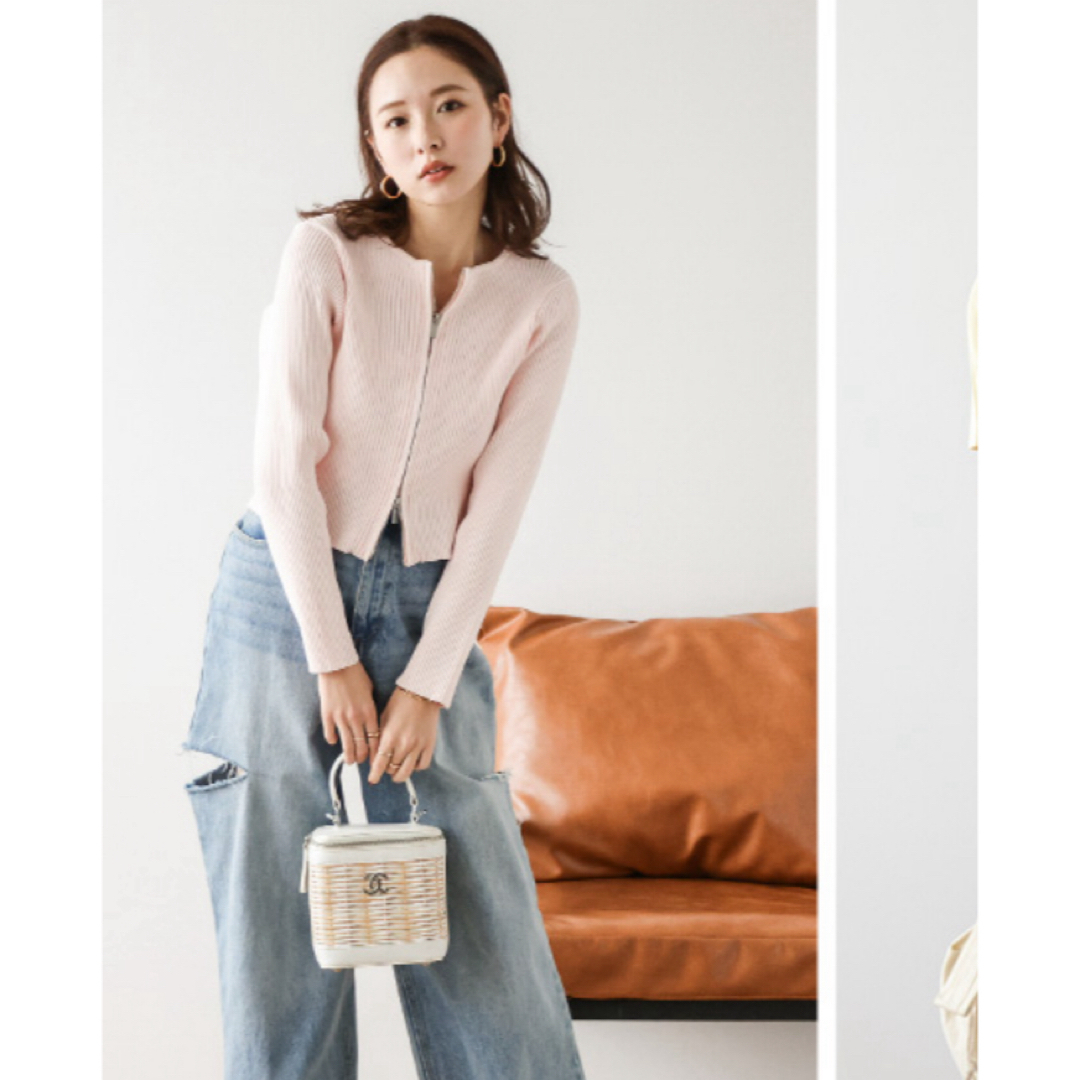 ZARA - ダブルジップ リブ カーディガン クロップド ショート丈 ZARA - ダブルジップ リブ カーディガン クロップド ショート丈