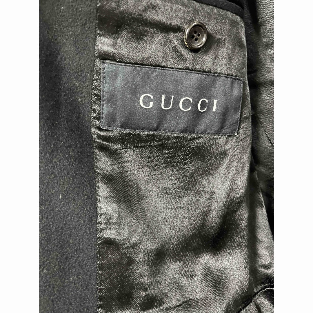 Gucci(グッチ)のGUCCI グッチ チェスターコート ブラック 無地 黒 メンズのジャケット/アウター(チェスターコート)の商品写真
