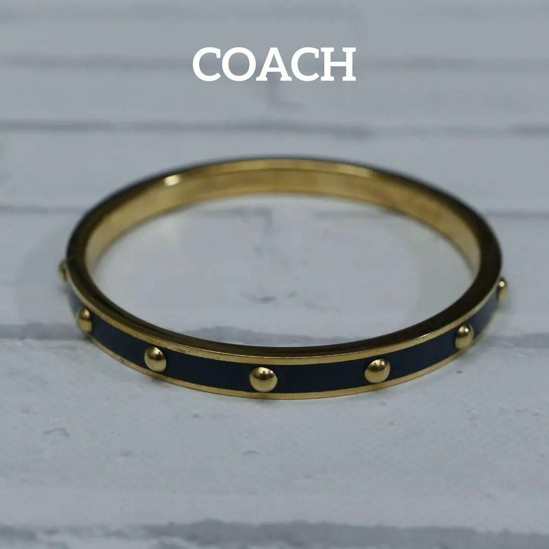 COACH(コーチ)の【匿名配送】COACH コーチ バングル ブレスレット ゴールド シンプル 青 レディースのアクセサリー(ブレスレット/バングル)の商品写真