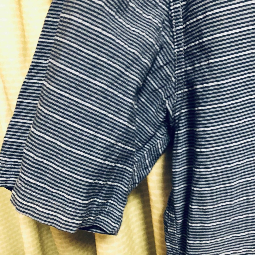 Eddie Bauer(エディーバウアー)のエディーバウワー　青系ボーダー　半袖シャツ　L メンズのトップス(シャツ)の商品写真