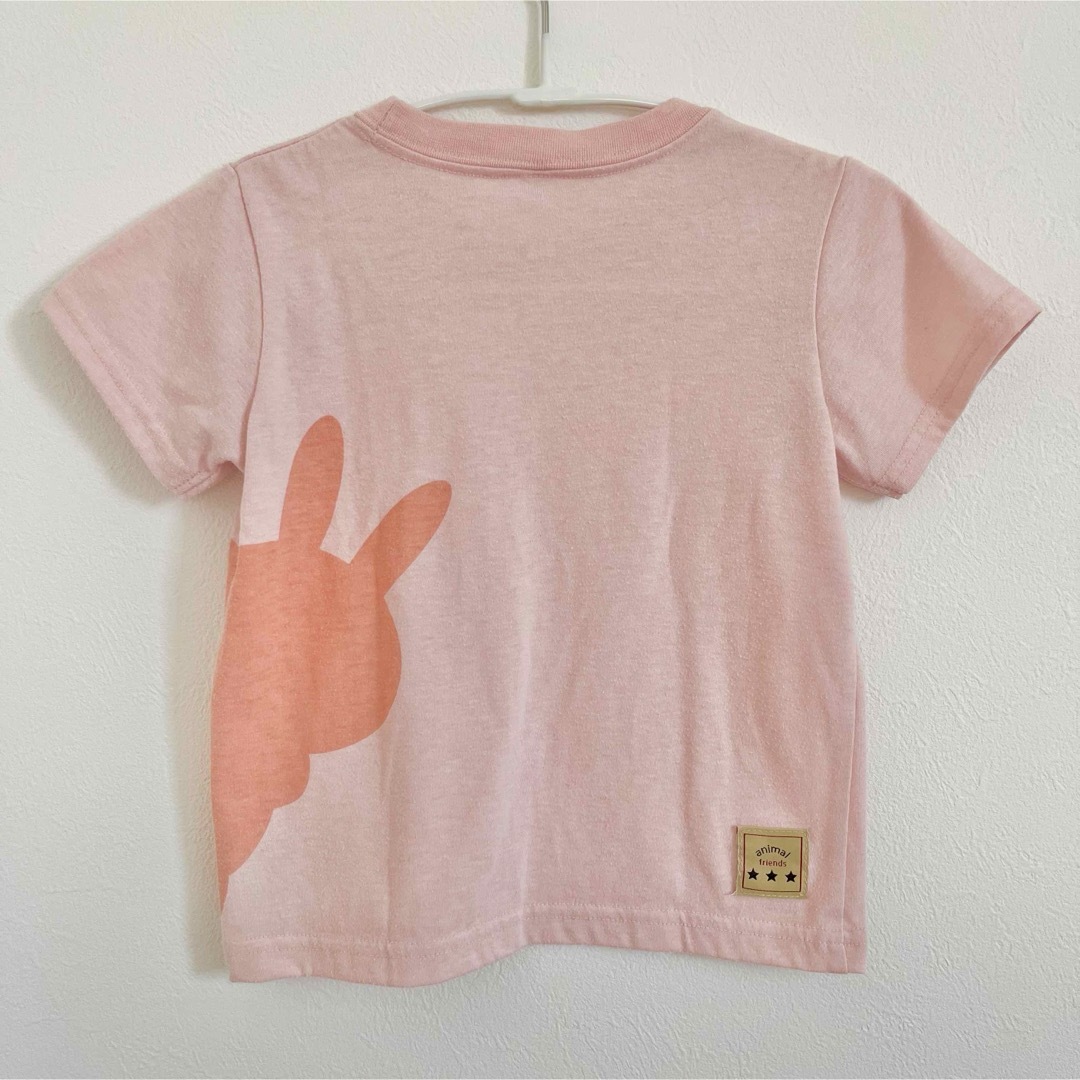西松屋(ニシマツヤ)の西松屋 うさぎ顔出し半袖Tシャツ ピンク 95cm キッズ/ベビー/マタニティのキッズ服女の子用(90cm~)(Tシャツ/カットソー)の商品写真