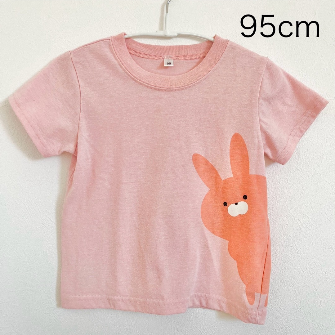 西松屋(ニシマツヤ)の西松屋 うさぎ顔出し半袖Tシャツ ピンク 95cm キッズ/ベビー/マタニティのキッズ服女の子用(90cm~)(Tシャツ/カットソー)の商品写真