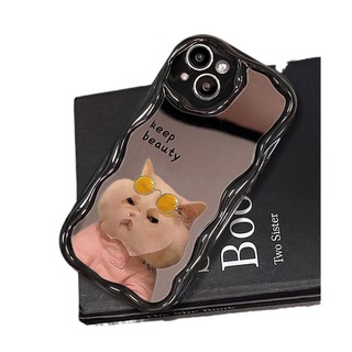 【新入荷】 iPhone15Plus スマホケース 猫 韓国 新品 ミラー