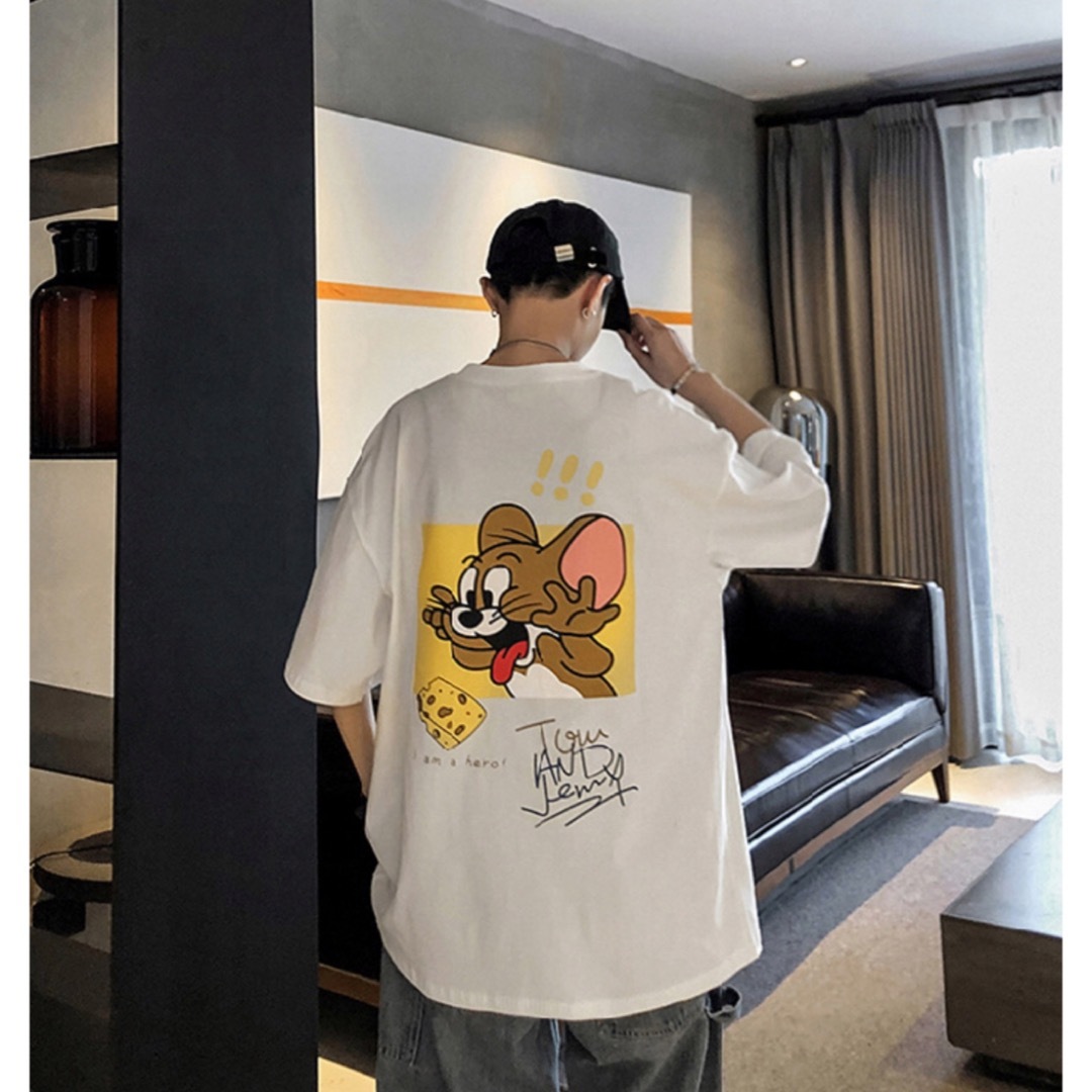 トムとジェリー Tシャツ 半袖 XXL 白 アメコミ ストリート 韓国 人気 レディースのトップス(Tシャツ(半袖/袖なし))の商品写真