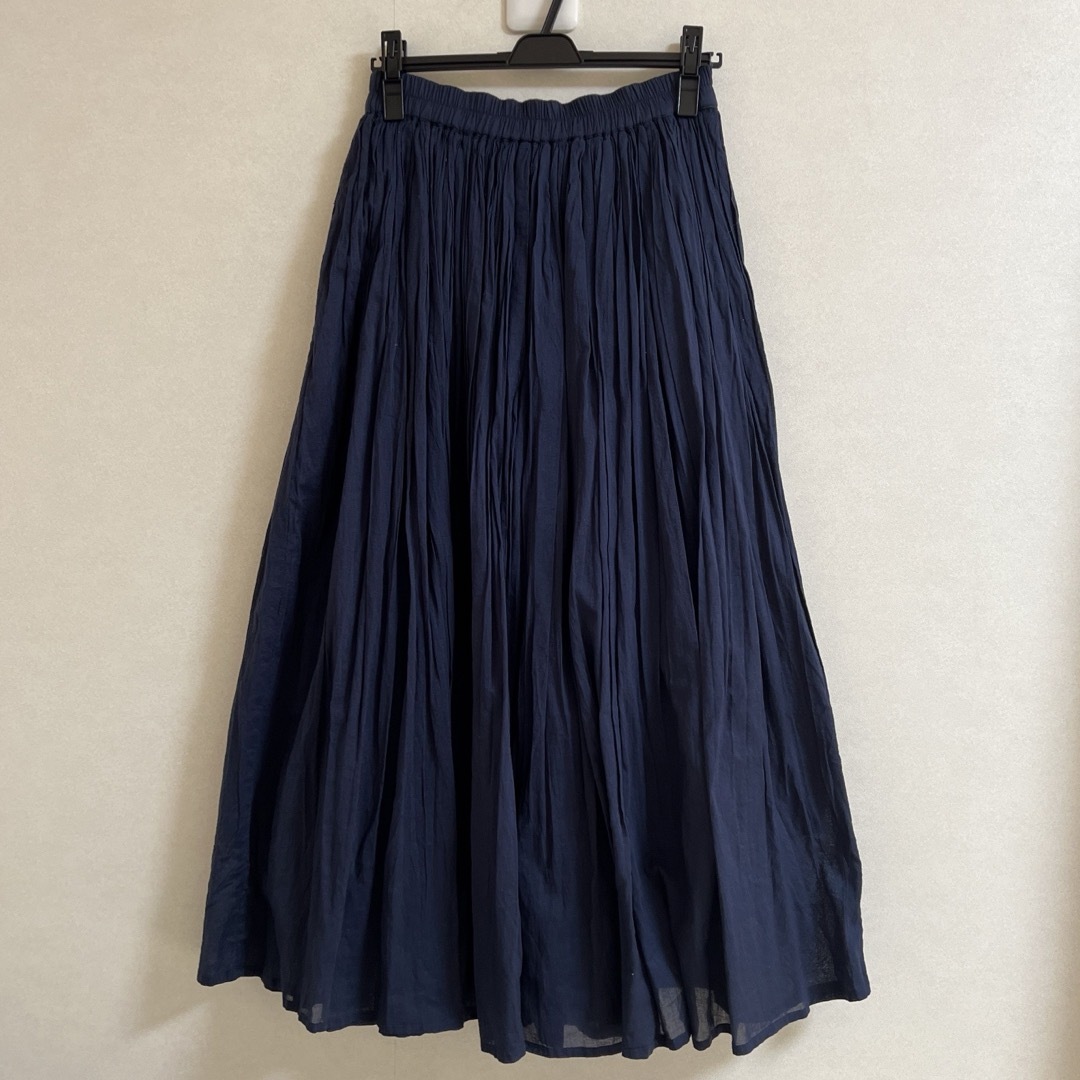 RODEO CROWNS(ロデオクラウンズ)のロデオクラウンズ　フレアロングスカート　コットン　ネイビー レディースのスカート(ロングスカート)の商品写真