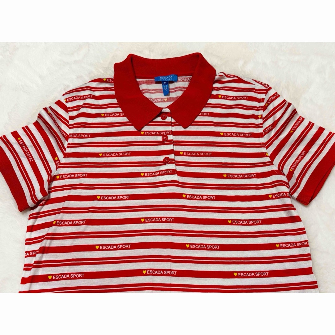 ESCADA(エスカーダ)のESCADA SPORT ポロシャツ 赤 白 ロゴ メイドインイタリア レディースのトップス(ポロシャツ)の商品写真