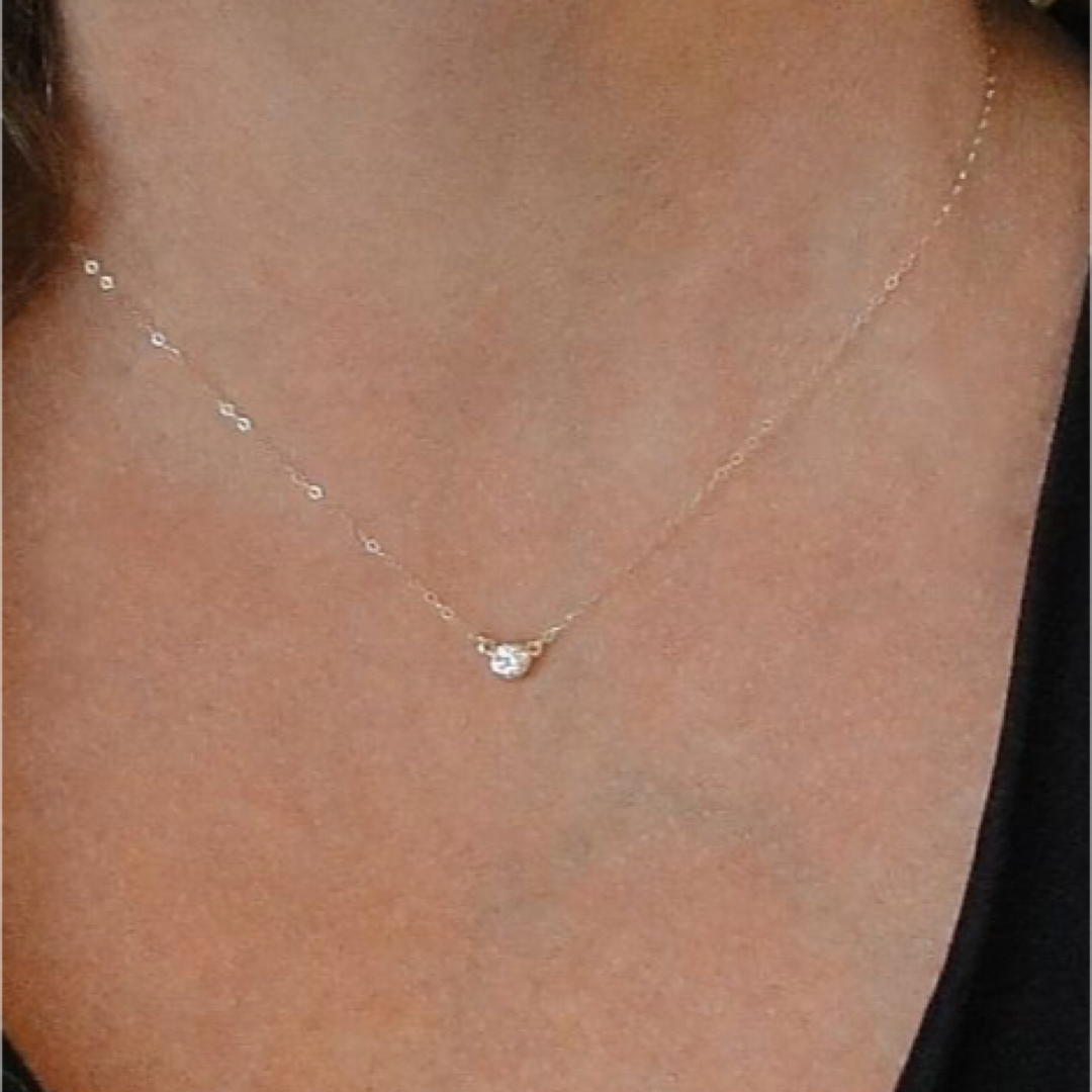 ete(エテ)の1粒ダイヤモンドゴールドネックレス 男女兼用 ゴールド14Kコーティング レディースのアクセサリー(ネックレス)の商品写真