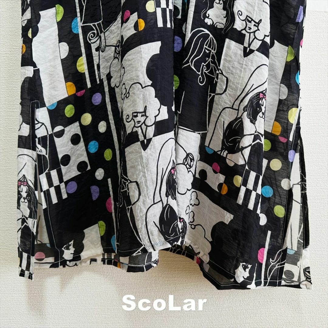 ScoLar(スカラー)の【ScoLar】女の子ワンコ柄 シャツワンピース タグ付未使用 レディースのワンピース(ロングワンピース/マキシワンピース)の商品写真