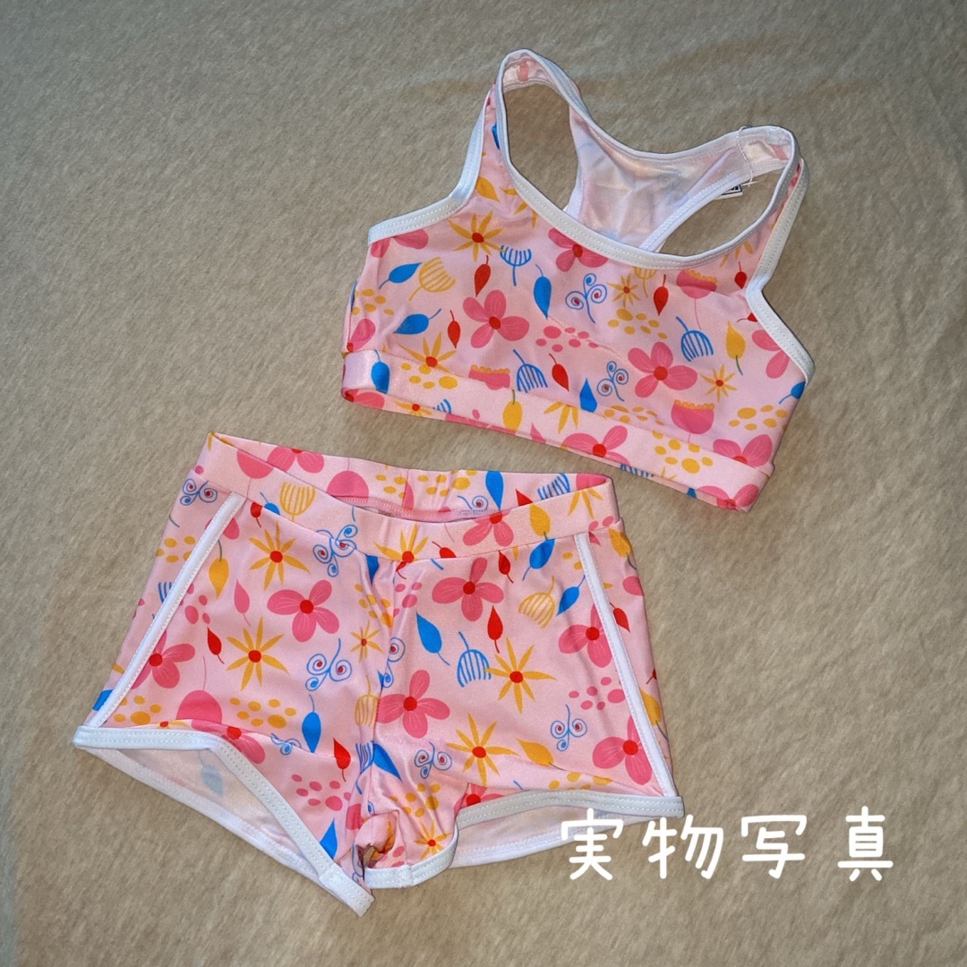 ✿ 水着 ✿ 130～140 メッシュTシャツ付き ピンク セパレート セット キッズ/ベビー/マタニティのキッズ服女の子用(90cm~)(水着)の商品写真