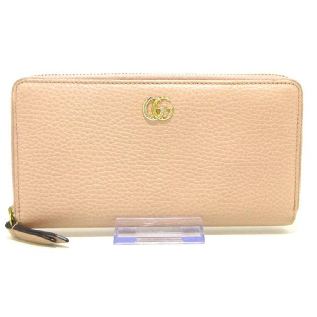 Gucci(グッチ)のGUCCI(グッチ) 長財布 GGマーモント 456117 ピンクベージュ ラウンドファスナー レザー レディースのファッション小物(財布)の商品写真