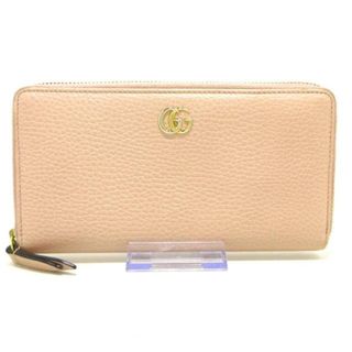 グッチ(Gucci)のGUCCI(グッチ) 長財布 GGマーモント 456117 ピンクベージュ ラウンドファスナー レザー(財布)