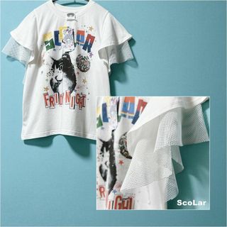 スカラー(ScoLar)の【ScoLar】FRIDAY NIGHT メッシュフリル袖 TEE タグ付未使用(Tシャツ(半袖/袖なし))