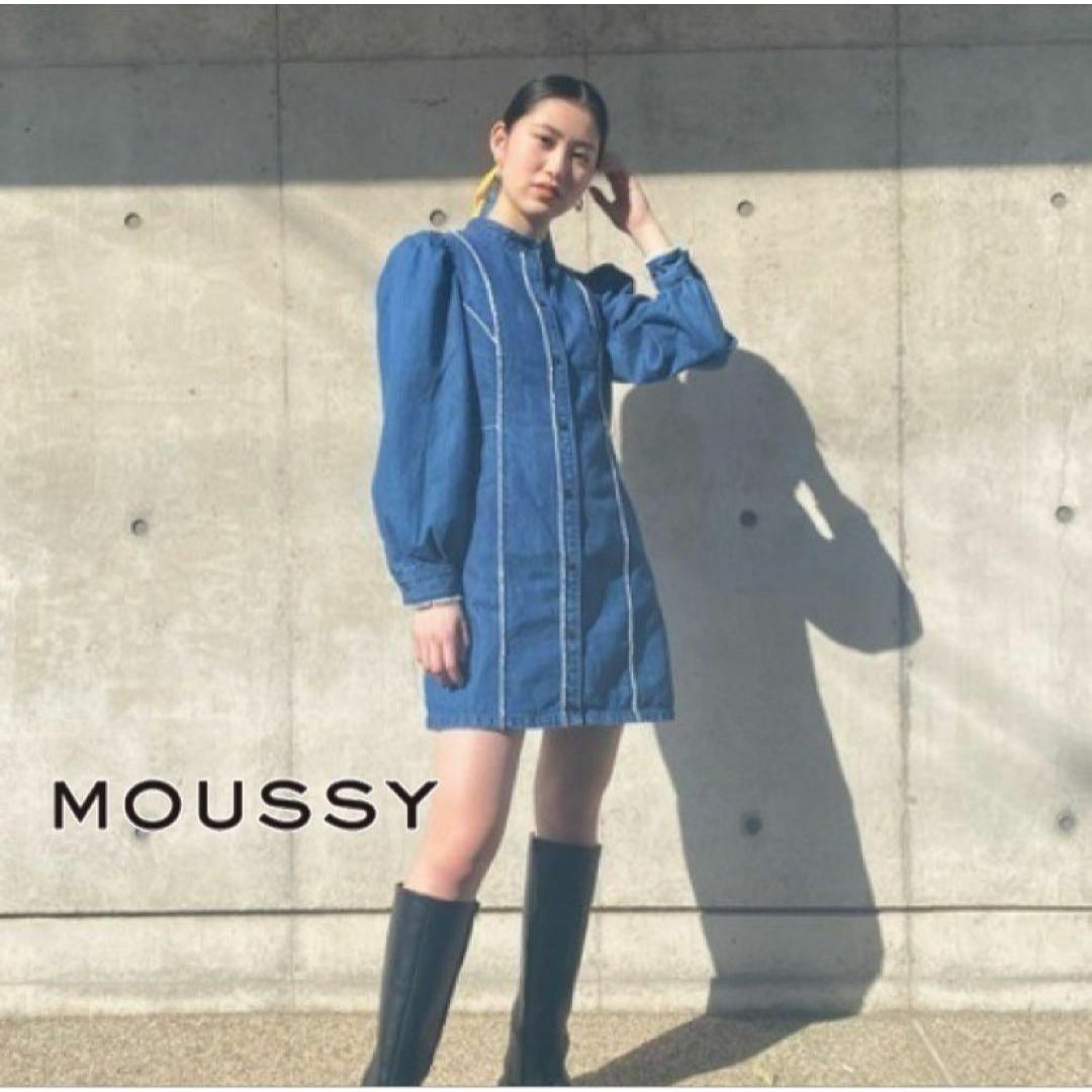 moussy(マウジー)のMOUSSY CUT OFF FRILL DENIM ドレス マウジー レディースのワンピース(ミニワンピース)の商品写真