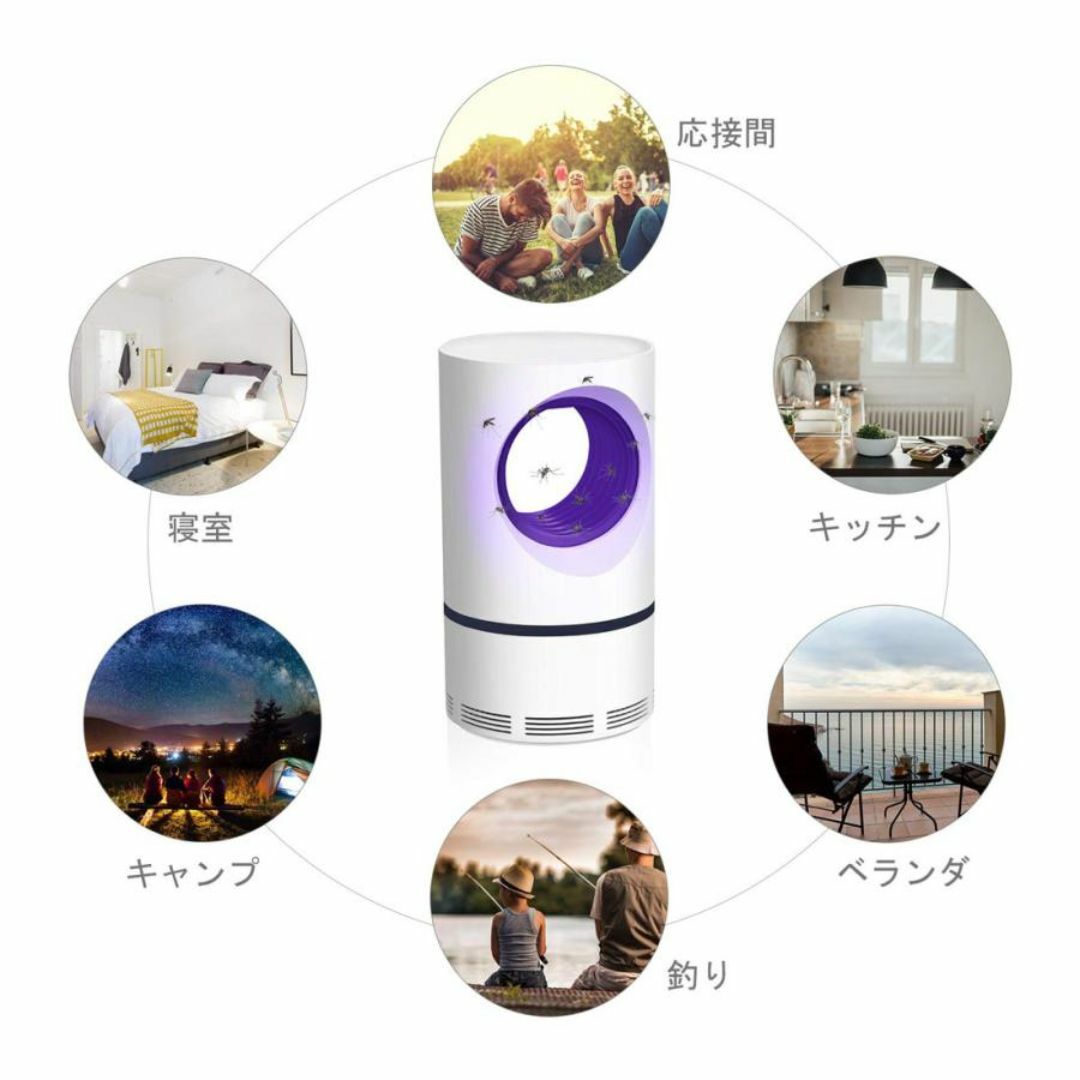 UV光源誘引式蚊取り器 ホワイト 吸引式 静音 屋内虫よけ 捕虫器 省エネ スマホ/家電/カメラの生活家電(その他)の商品写真