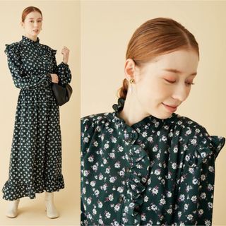 ROPE’ - 極美品！マドモワゼルロペ　ヴィンテージ ドレス風　ロングワンピース  花柄　M