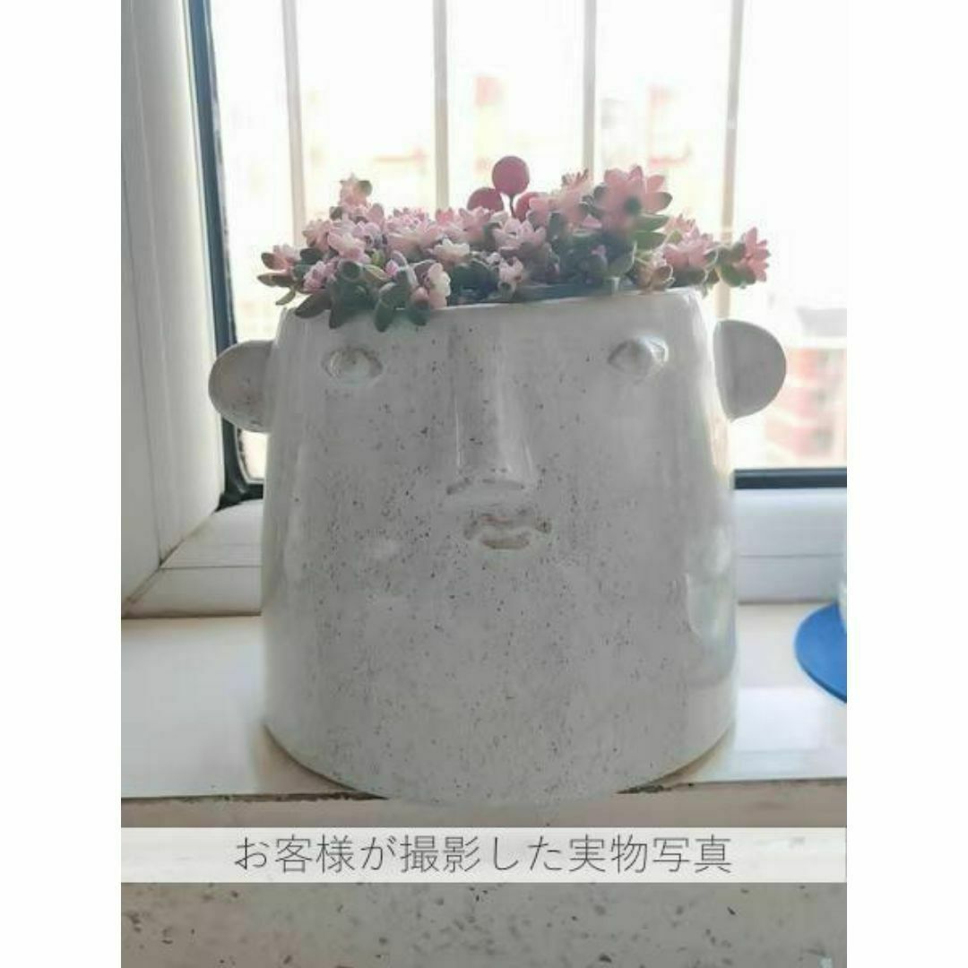 N0156【Bloomingville】 6号 顔 植木鉢 室内 陶器鉢カバー ハンドメイドのフラワー/ガーデン(プランター)の商品写真